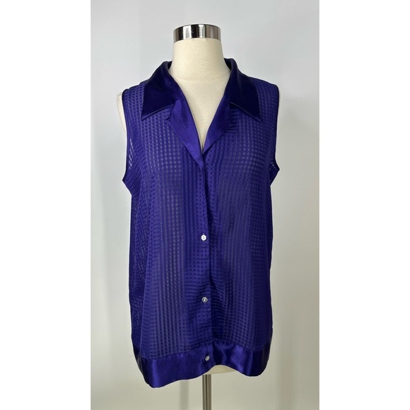 Victorias Secret Sheer Button Down Sleeveless Top - Picture 1 of 9